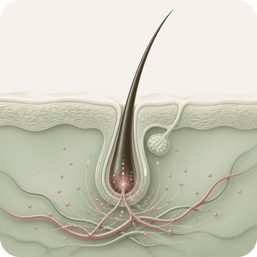 Follicle cross-section showing increased blood flow
